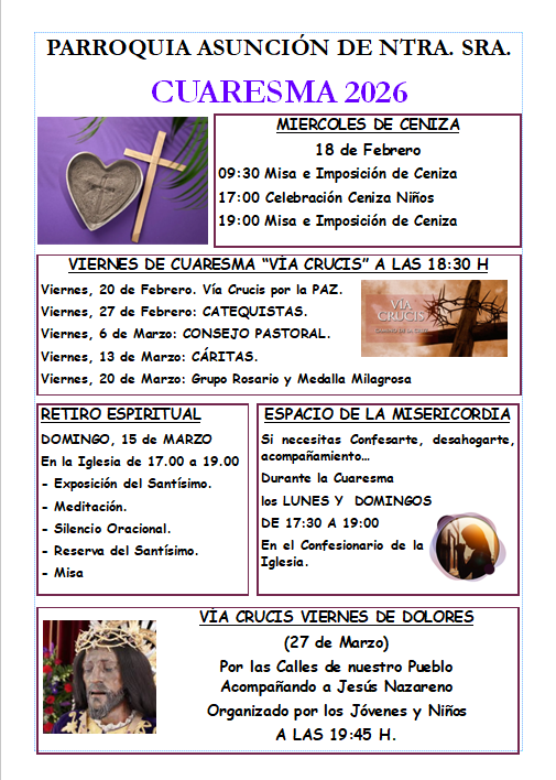 Calendario de Cuaresma 2026